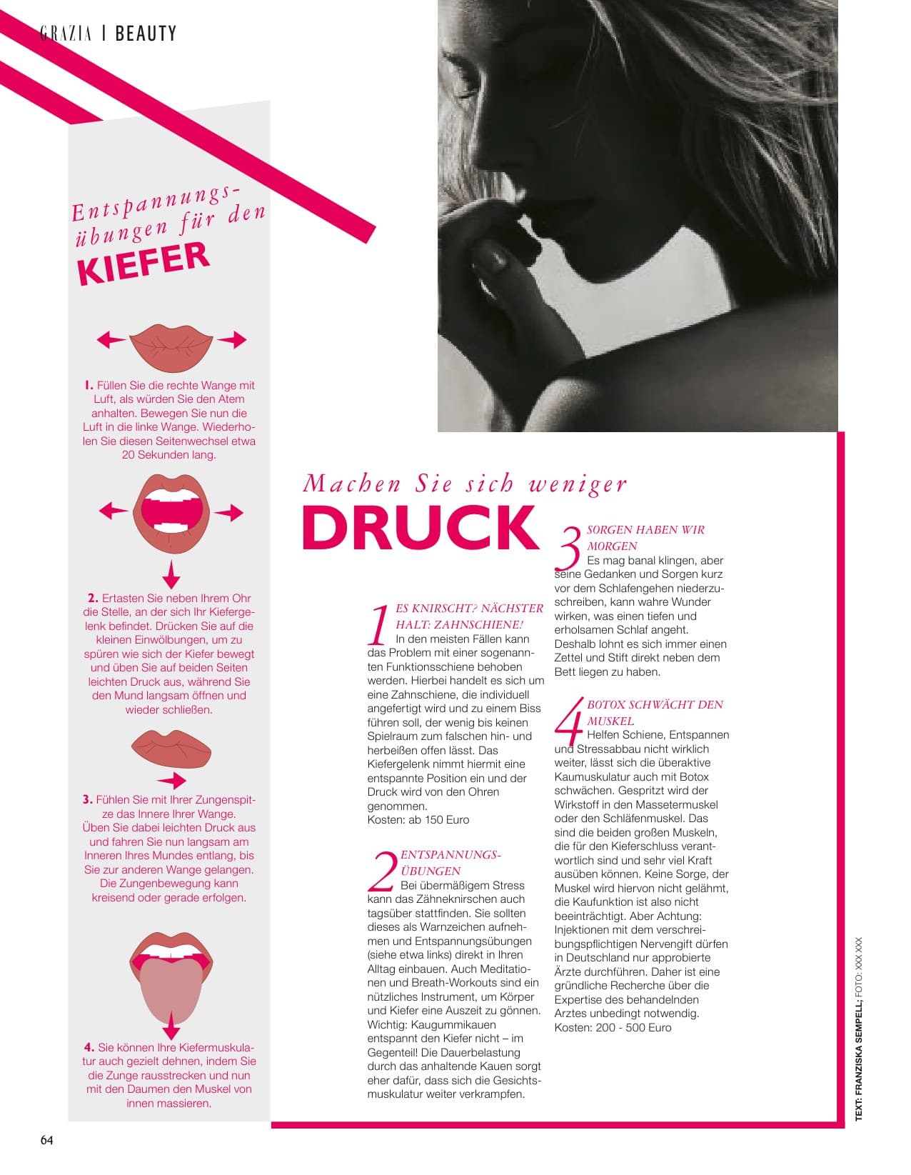 Grazia Beauty page 64 jaw relaxation exercises